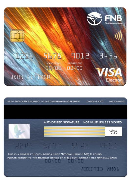 South Africa First National Bank (FNB) visa electron card